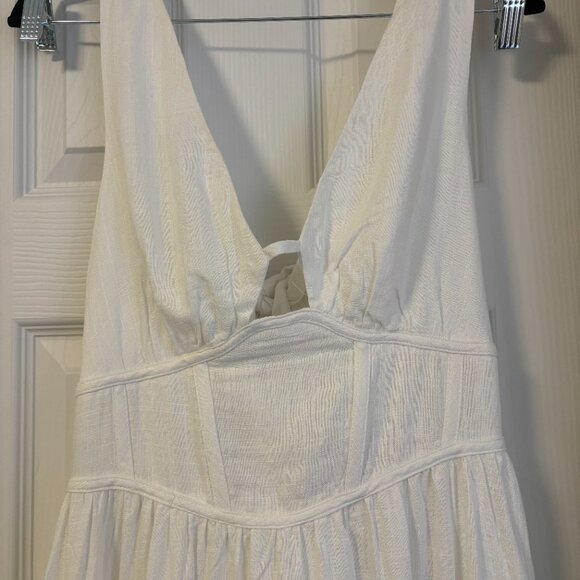 Amalie The Label - Chamika Linen Blend Bustier Double Tie Back Midi Dress - Picture 4 of 7